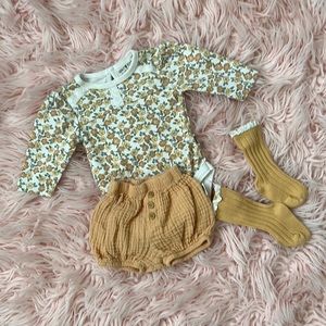 Cute little 0-3 month outfit + socks